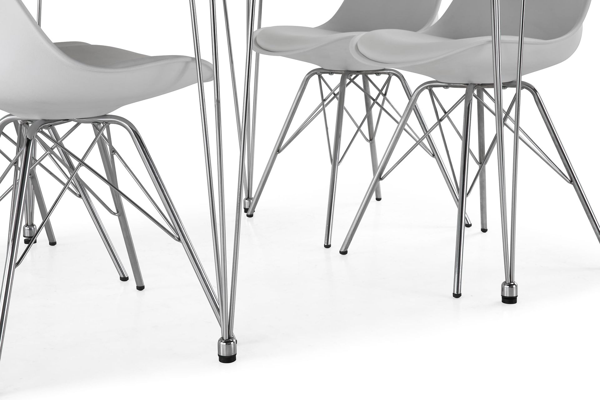Ruokailuryhmä Kranstull 120 cm 4 Scale tuolia - Valkoinen/Kromi/Valkoinen PU - Huonekalut - Pöytä & ruokailuryhmä - Ruokailuryhmä