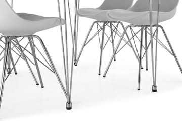 Ruokailuryhmä Kranstull 120 cm 4 Scale tuolia - Valkoinen/Kromi/Valkoinen PU - Huonekalut - Pöytä & ruokailuryhmä - Ruokailuryhmä