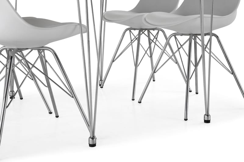 Ruokailuryhmä Kranstull 120 cm 4 Scale tuolia - Valkoinen/Kromi/Valkoinen PU - Huonekalut - Pöytä & ruokailuryhmä - Ruokailuryhmä
