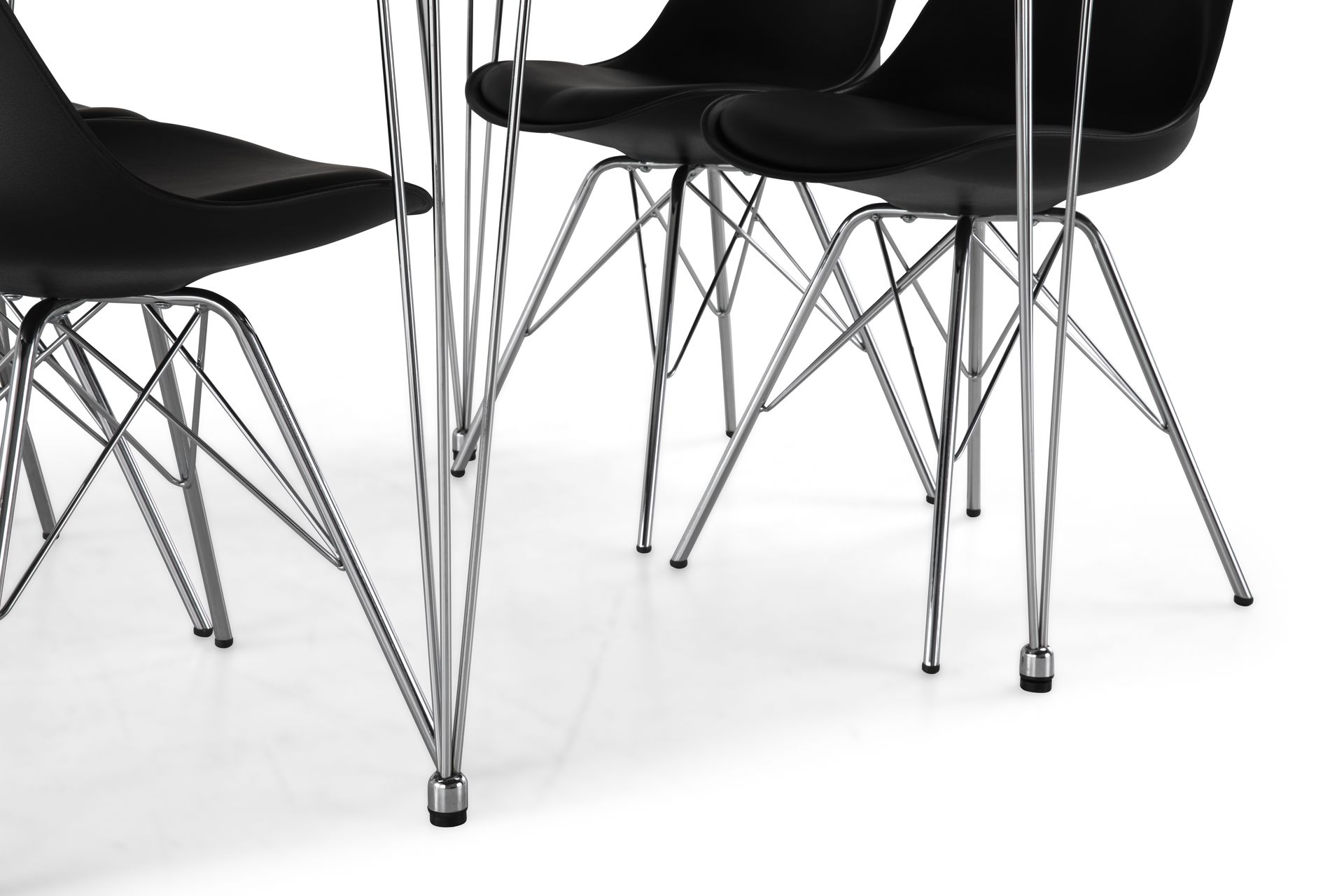 Ruokailuryhmä Kranstull 120 cm 4 Scale tuolia - Valkoinen/Musta PU/Kromi - Huonekalut - Pöytä & ruokailuryhmä - Ruokailuryhmä