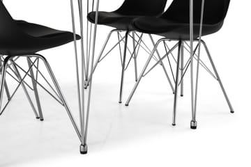 Ruokailuryhmä Kranstull 120 cm 4 Scale tuolia - Valkoinen/Musta PU/Kromi - Huonekalut - Pöytä & ruokailuryhmä - Ruokailuryhmä
