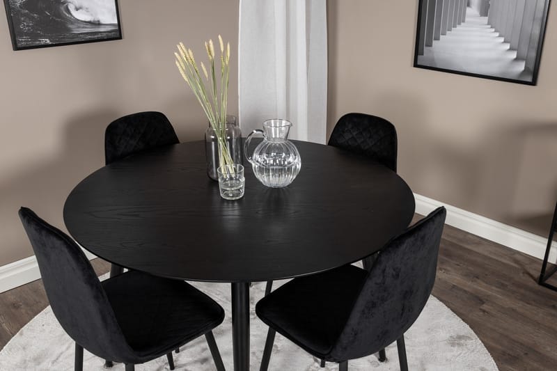 Ruokailuryhmä Larrinzar 115 cm Pyöreä 4 Yegua tuolia - Musta - Huonekalut - Pöytä & ruokailuryhmä - Ruokailuryhmä