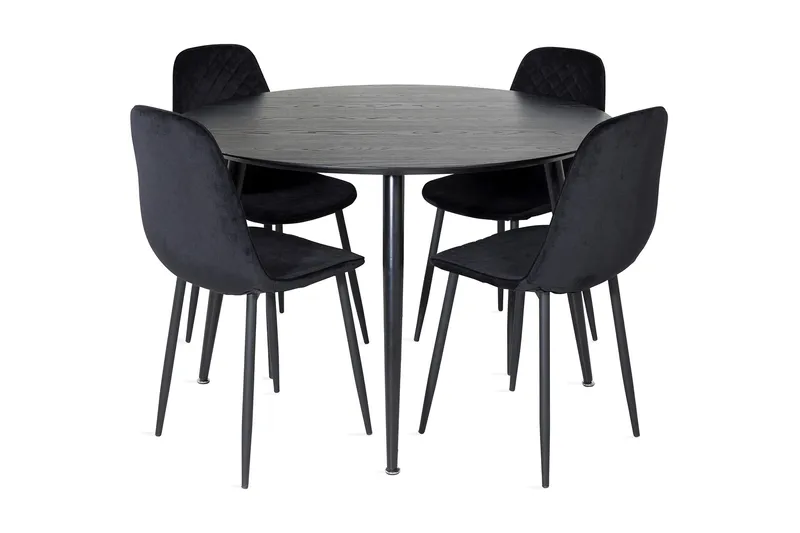 Ruokailuryhmä Larrinzar 115 cm Pyöreä 4 Yegua tuolia, Musta