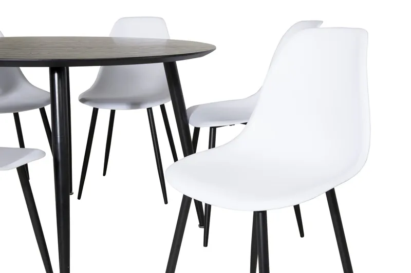 Ruokailuryhmä Larrinzar 115 cm Pyöreä 6 Yegua tuolia - Musta/Valkoinen - Huonekalut - Pöytä & ruokailuryhmä - Ruokailuryhmä