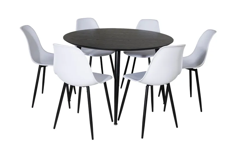 Ruokailuryhmä Larrinzar 115 cm Pyöreä 6 Yegua tuolia, Musta/Valkoinen