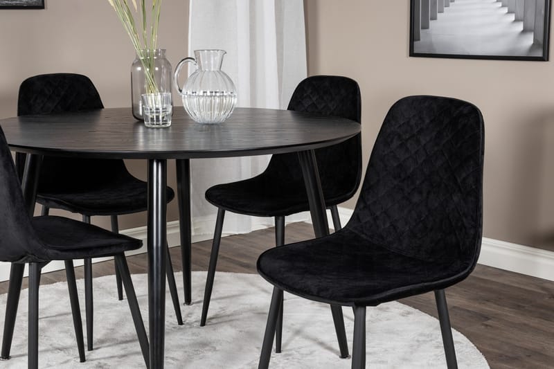 Ruokailuryhmä Larrinzar 115 cm Pyöreä 4 Yegua tuolia - Musta - Huonekalut - Pöytä & ruokailuryhmä - Ruokailuryhmä