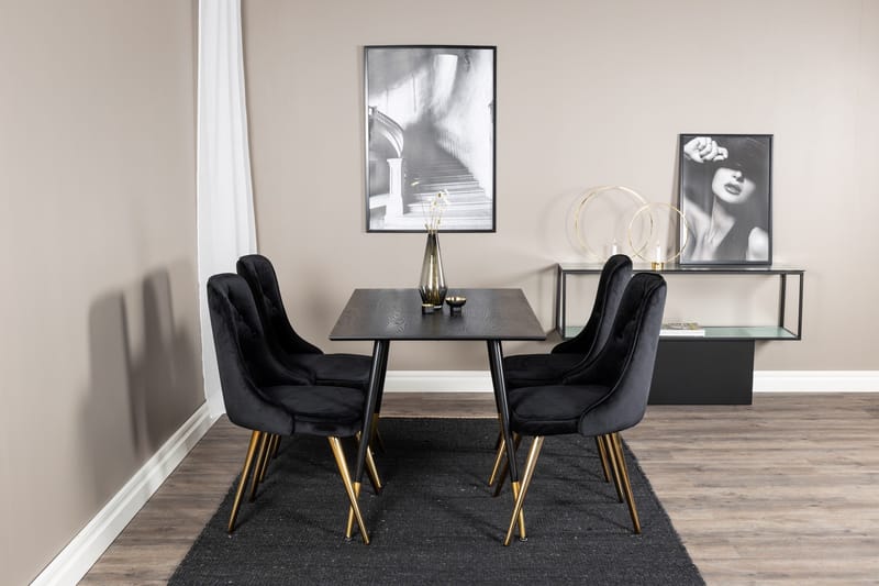 Ruokailuryhmä Larrinzar 120 cm 4 Luisa Lyx Samettituolia - Huonekalut - Pöytä & ruokailuryhmä - Ruokailuryhmä