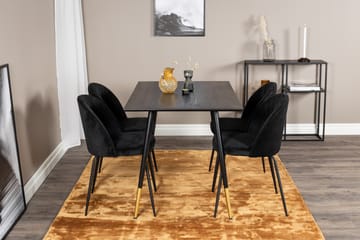 Ruokailuryhmä Larrinzar 120 cm 4 Matanza tuolia - Musta - Huonekalut - Pöytä & ruokailuryhmä - Ruokailuryhmä