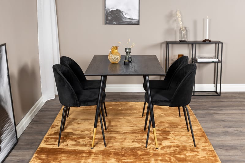 Ruokailuryhmä Larrinzar 120 cm 4 Matanza tuolia - Musta - Huonekalut - Pöytä & ruokailuryhmä - Ruokailuryhmä