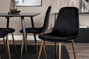 Ruokailuryhmä Larrinzar 120 cm 4 Tommy samettituolia - Musta/Messinki - Huonekalut - Pöytä & ruokailuryhmä - Ruokailuryhmä