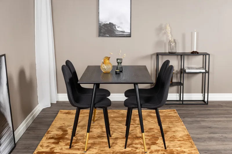 Ruokailuryhmä Larrinzar 120 cm 4 Yegua tuolia - Musta - Huonekalut - Pöytä & ruokailuryhmä - Ruokailuryhmä