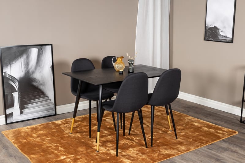 Ruokailuryhmä Larrinzar 120 cm 4 Yegua tuolia - Musta - Huonekalut - Pöytä & ruokailuryhmä - Ruokailuryhmä