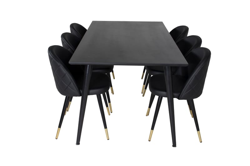 Ruokailuryhmä Larrinzar 180 cm 6 Chantor Tuolia - Musta/Messinki - Huonekalut - Pöytä & ruokailuryhmä - Ruokailuryhmä