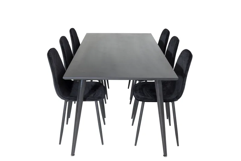 Ruokailuryhmä Larrinzar 180 cm 6 Yegua Tuolia - Musta - Huonekalut - Pöytä & ruokailuryhmä - Ruokailuryhmä