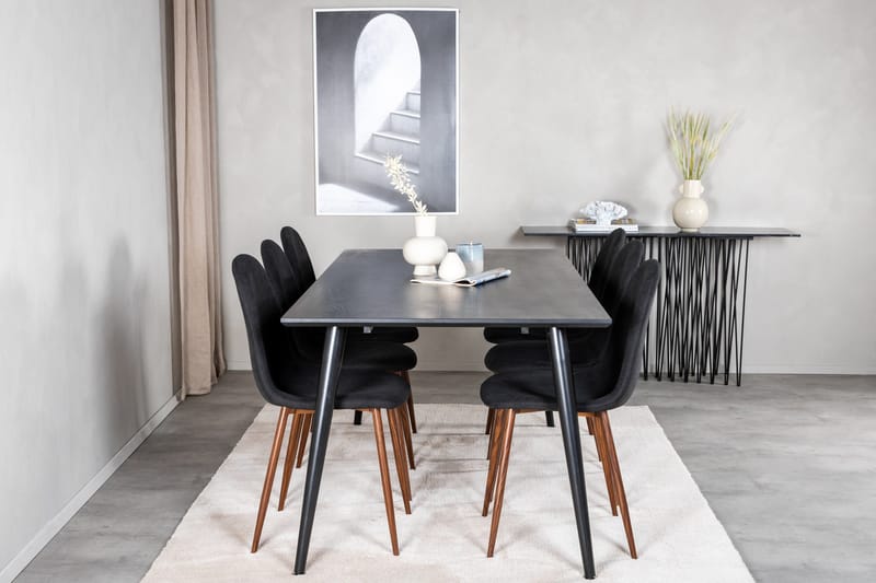 Ruokailuryhmä Larrinzar 180 cm 6 Yegua Tuolia - Musta/Ruskea - Huonekalut - Pöytä & ruokailuryhmä - Ruokailuryhmä