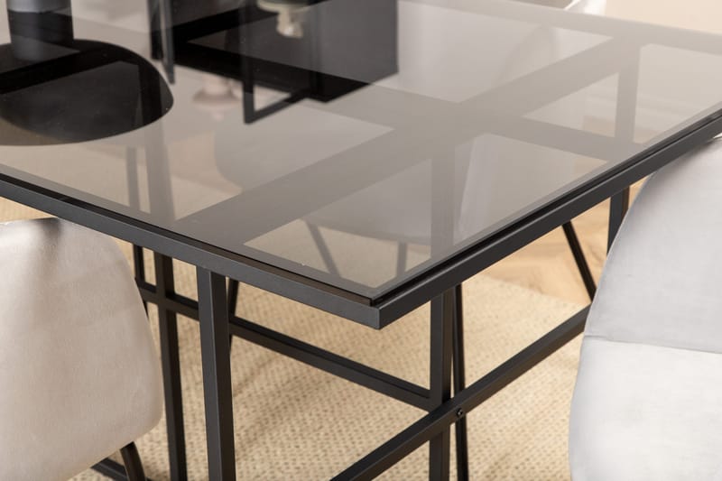 Ruokailuryhmä Leria 200 cm sis 6 Beraid tuolia - Musta/Harmaa - Huonekalut - Pöytä & ruokailuryhmä - Ruokailuryhmä