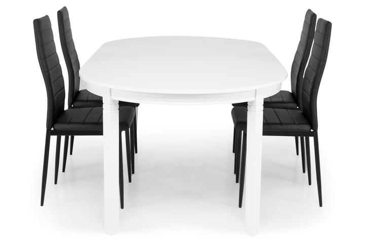 Ruokailuryhmä Lowisa 150 cm 4 Fred tuolia - Valkoinen/Musta - Ruokailuryhmä