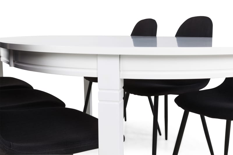 Ruokailuryhmä Lowisa Jatkettava 150 cm 6 Naira tuolia - Valkoinen/Musta - Huonekalut - Pöytä & ruokailuryhmä - Ruokailuryhmä