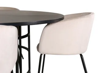 Ruokailuryhmä Möbelfashion Copenhagen-ruokailuryhmä 140 cm, pyöreä, 4 Berit-tuolilla Beige/Musta - Huonekalut - Pöytä & ruokailuryhmä - Ruokailuryhmä
