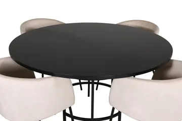 Ruokailuryhmä Möbelfashion Copenhagen-ruokailuryhmä 140 cm, pyöreä, 4 Berit-tuolilla Beige/Musta - Huonekalut - Pöytä & ruokailuryhmä - Ruokailuryhmä