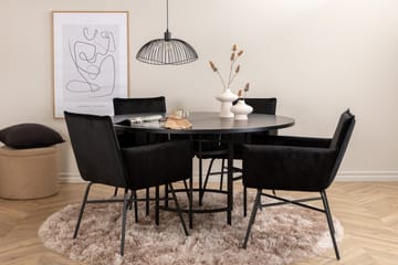 Ruokailuryhmä Möbelfashion Copenhagen-ruokailuryhmä 140 cm, pyöreä, 4 Petra-tuolilla Musta - Huonekalut - Pöytä & ruokailuryhmä - Ruokailuryhmä