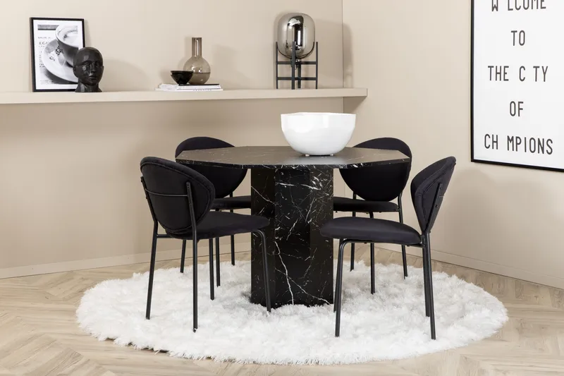 Ruokailuryhmä Marai 110 cm Pyöreä sis 4 Capmany tuolia, Musta