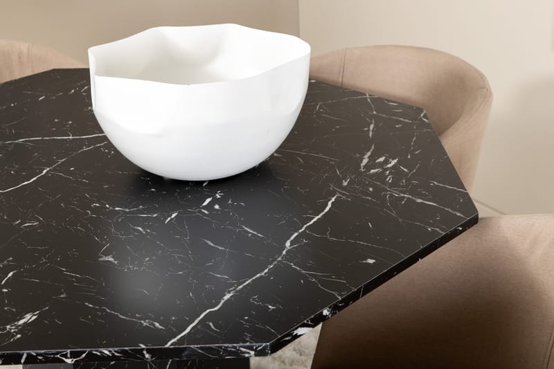 Ruokailuryhmä Marai 110 cm Pyöreä sis. 4 Beraid tuolia - Musta/Beige - Huonekalut - Pöytä & ruokailuryhmä - Ruokailuryhmä