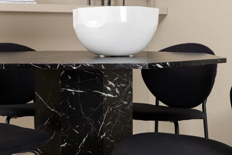 Ruokailuryhmä Marai 110 cm Pyöreä sis 4 Capmany tuolia - Musta - Huonekalut - Pöytä & ruokailuryhmä - Ruokailuryhmä