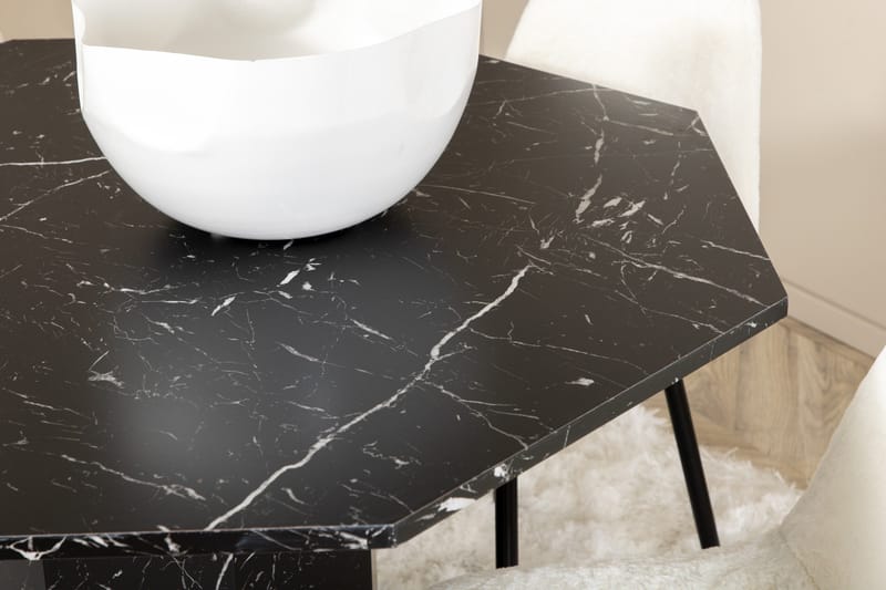 Ruokailuryhmä Marai 110 cm Pyöreä sis 4 Tommy tuolia - Musta/Valkoinen - Huonekalut - Pöytä & ruokailuryhmä - Ruokailuryhmä