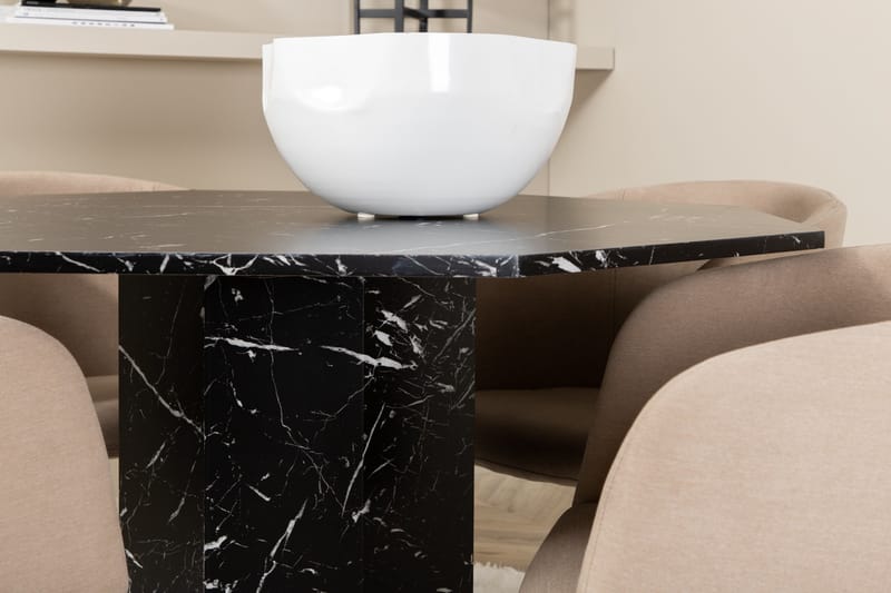 Ruokailuryhmä Marai 110 cm Pyöreä sis. 4 Beraid tuolia - Musta/Beige - Huonekalut - Pöytä & ruokailuryhmä - Ruokailuryhmä