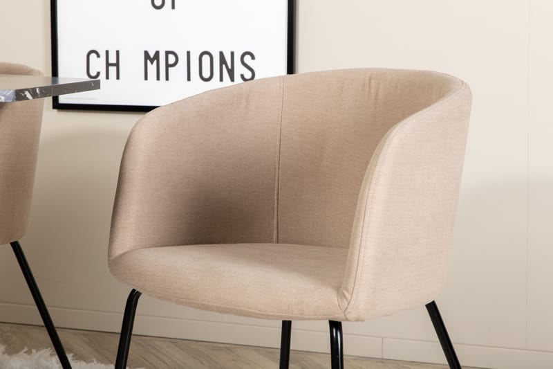 Ruokailuryhmä Marai 110 cm Pyöreä sis. 4 Beraid tuolia - Musta/Beige - Huonekalut - Pöytä & ruokailuryhmä - Ruokailuryhmä