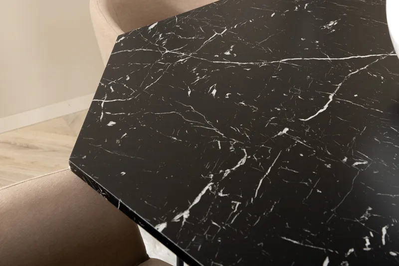 Ruokailuryhmä Marai 110 cm Pyöreä sis. 4 Beraid tuolia - Musta/Beige - Huonekalut - Pöytä & ruokailuryhmä - Ruokailuryhmä