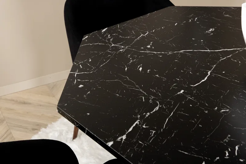 Ruokailuryhmä Marai 110 cm Pyöreä sis 4 Labbetorp tuolia - Musta/Ruskea - Huonekalut - Pöytä & ruokailuryhmä - Ruokailuryhmä