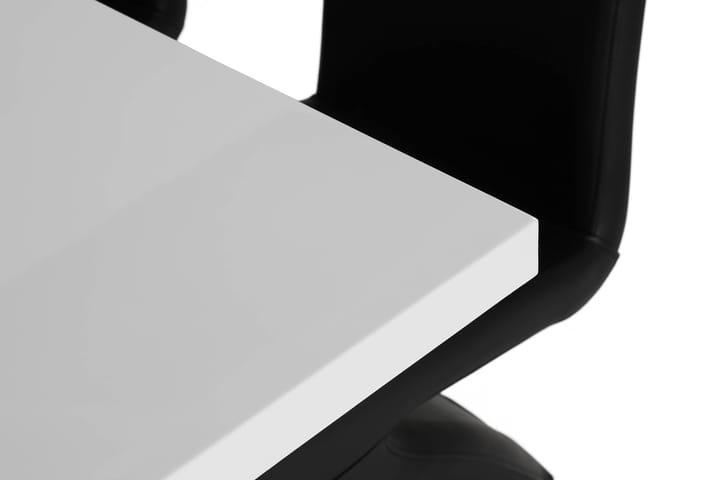 Ruokailuryhmä Mendoza 140 cm 4 Hugo tuolia - Valkoinen/Musta/Musta PU/Kromi - Ruokailuryhmä