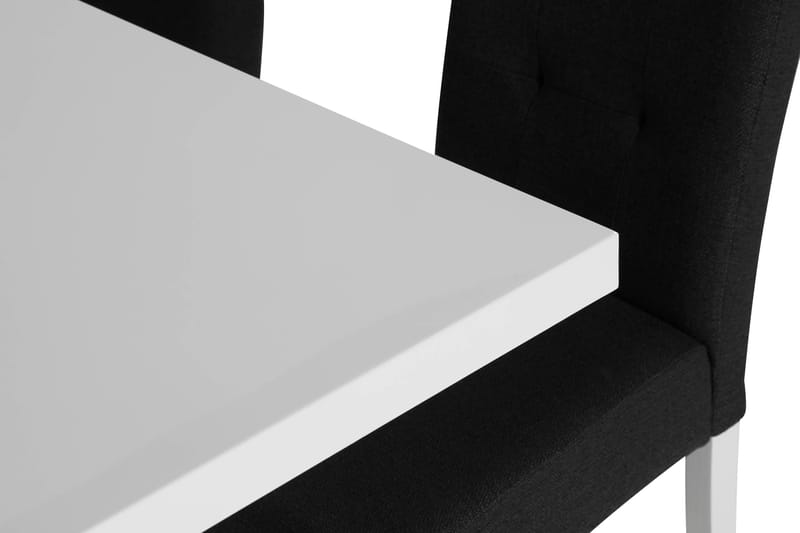 Ruokailuryhmä Mendoza 140 cm 4 Leo tuolia - Valkoinen/Musta/Musta PU - Huonekalut - Pöytä & ruokailuryhmä - Ruokailuryhmä