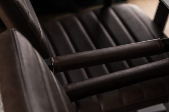Ruokailuryhmä Mila 200 cm + 6 Dutch tuolia Vintage - Musta/Tummanruskea PU - Ruokailuryhmä