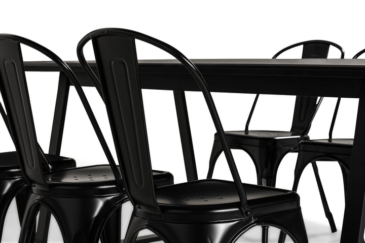 Ruokailuryhmä Mila 200 cm 6 Gerardo tuolia - Musta/Musta - Ruokailuryhmä