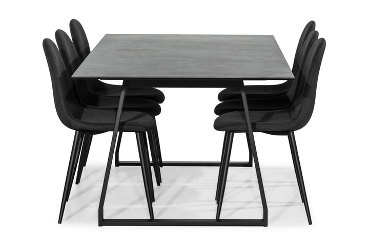 Ruokailuryhmä Mila 200 cm 6 Naira tuolia - Musta/Musta - Ruokailuryhmä