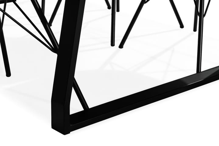 Ruokailuryhmä Mila 200 cm 6 Scale tuolia - Musta/Musta PU/Musta - Ruokailuryhmä