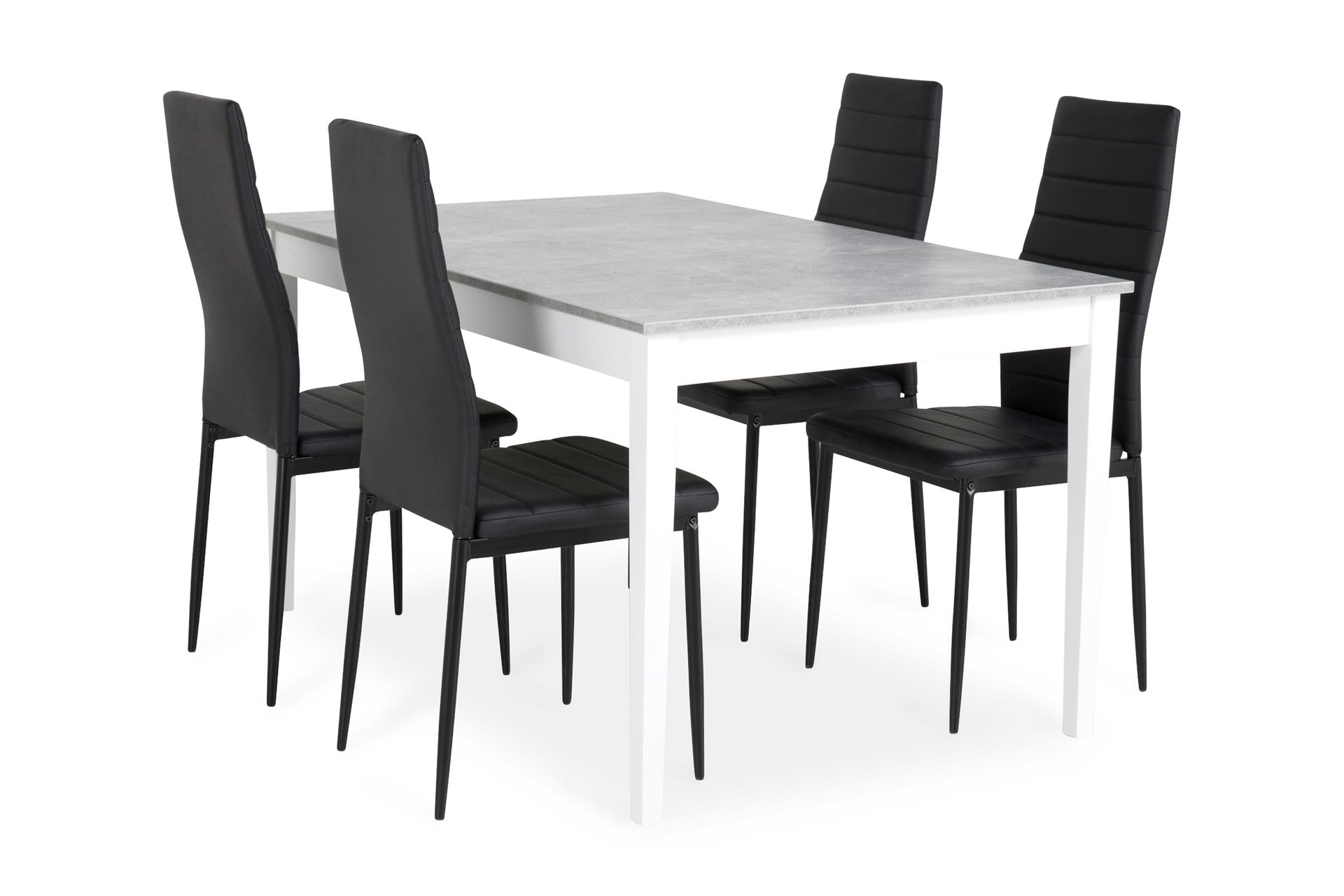Ruokailuryhmä Montague 140 cm 4 Fred tuolia - Betoni/Valkoinen/Musta - Huonekalut - Pöytä & ruokailuryhmä - Ruokailuryhmä