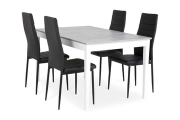 Ruokailuryhmä Montague 140 cm 4 Fred tuolia - Betoni/Valkoinen/Musta - Huonekalut - Pöytä & ruokailuryhmä - Ruokailuryhmä