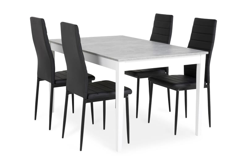 Ruokailuryhmä Montague 140 cm 4 Fred tuolia - Betoni/Valkoinen/Musta - Huonekalut - Pöytä & ruokailuryhmä - Ruokailuryhmä