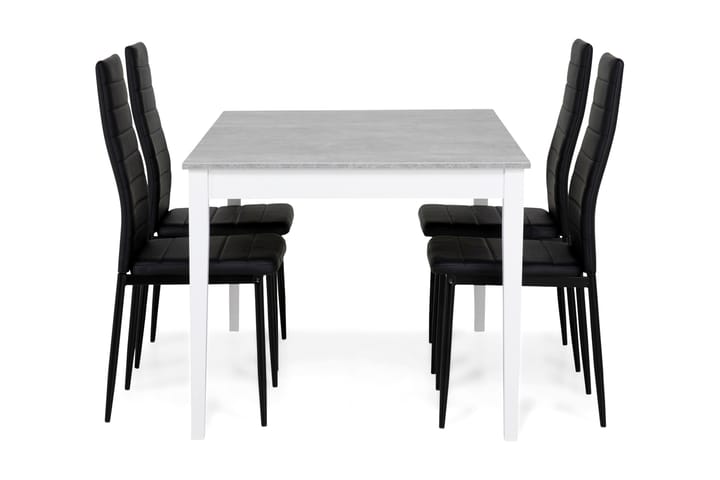 Ruokailuryhmä Montague 140 cm 4 Fred tuolia - Betoni/Valkoinen/Musta - Ruokailuryhmä
