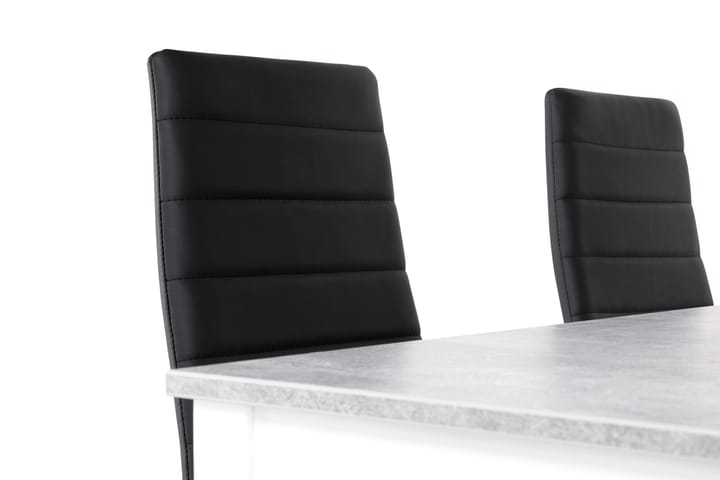 Ruokailuryhmä Montague 140 cm 4 Fred tuolia - Betoni/Valkoinen/Musta - Ruokailuryhmä