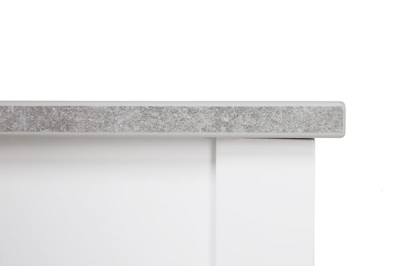 Ruokailuryhmä Montague 140 cm 4 Leo tuolia - Betoni/Valkoinen/Musta PU - Huonekalut - Pöytä & ruokailuryhmä - Ruokailuryhmä