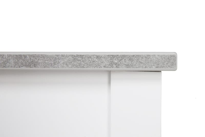 Ruokailuryhmä Montague 140 cm 4 Naira tuolia - Betoni/Valkoinen/Harmaa/Kromi - Huonekalut - Pöytä & ruokailuryhmä - Ruokailuryhmä