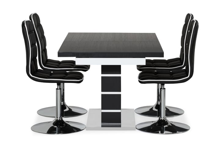 Ruokailuryhmä Mueller 4 Shaw tuolia - Musta/Valkoinen/Musta PU - Ruokailuryhmä