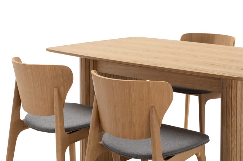 Ruokailuryhmä NAVJOT 140 cm 4 Skagana ruokatuolia - Tammi - Huonekalut - Pöytä & ruokailuryhmä - Ruokailuryhmä
