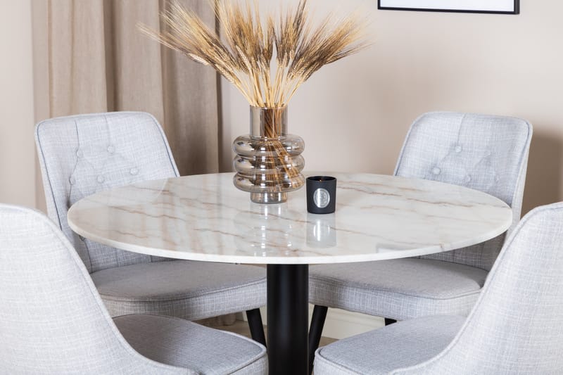 Ruokailuryhmä Netanya 106 cm 4 Chantor Tuolia - Valkoinen/Musta/Harmaa - Huonekalut - Pöytä & ruokailuryhmä - Ruokailuryhmä