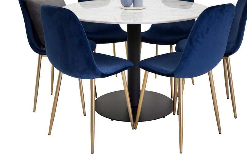Ruokailuryhmä Netanya 106 cm Pyöreä Marmori 6 Luisa tuolia - Huonekalut - Pöytä & ruokailuryhmä - Ruokailuryhmä